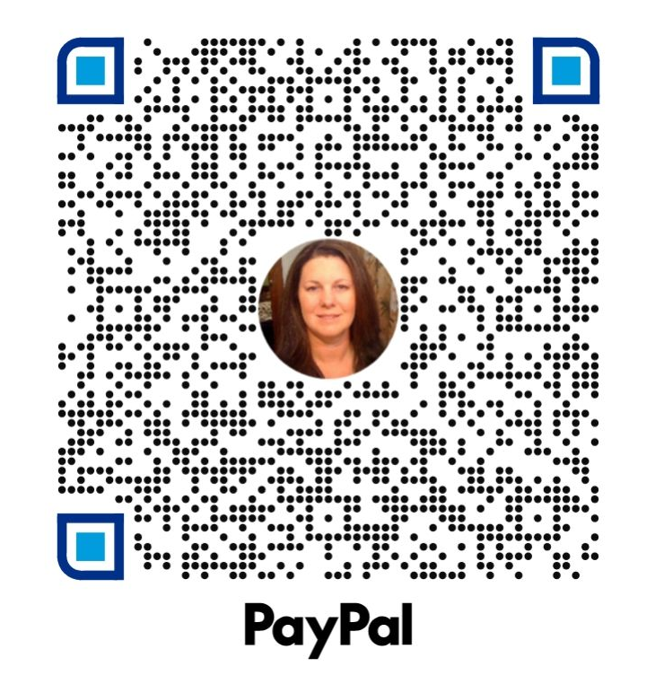 PayPal QR code with a centered profile photo and blue corner markers