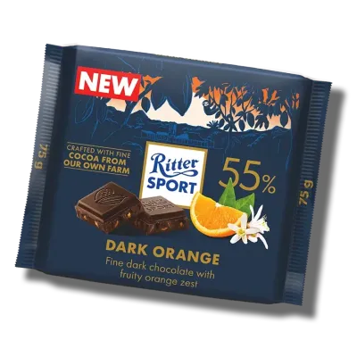 Ritter Sport 81% fine extra dark chocolate bar in purple wrapper with red NEW label