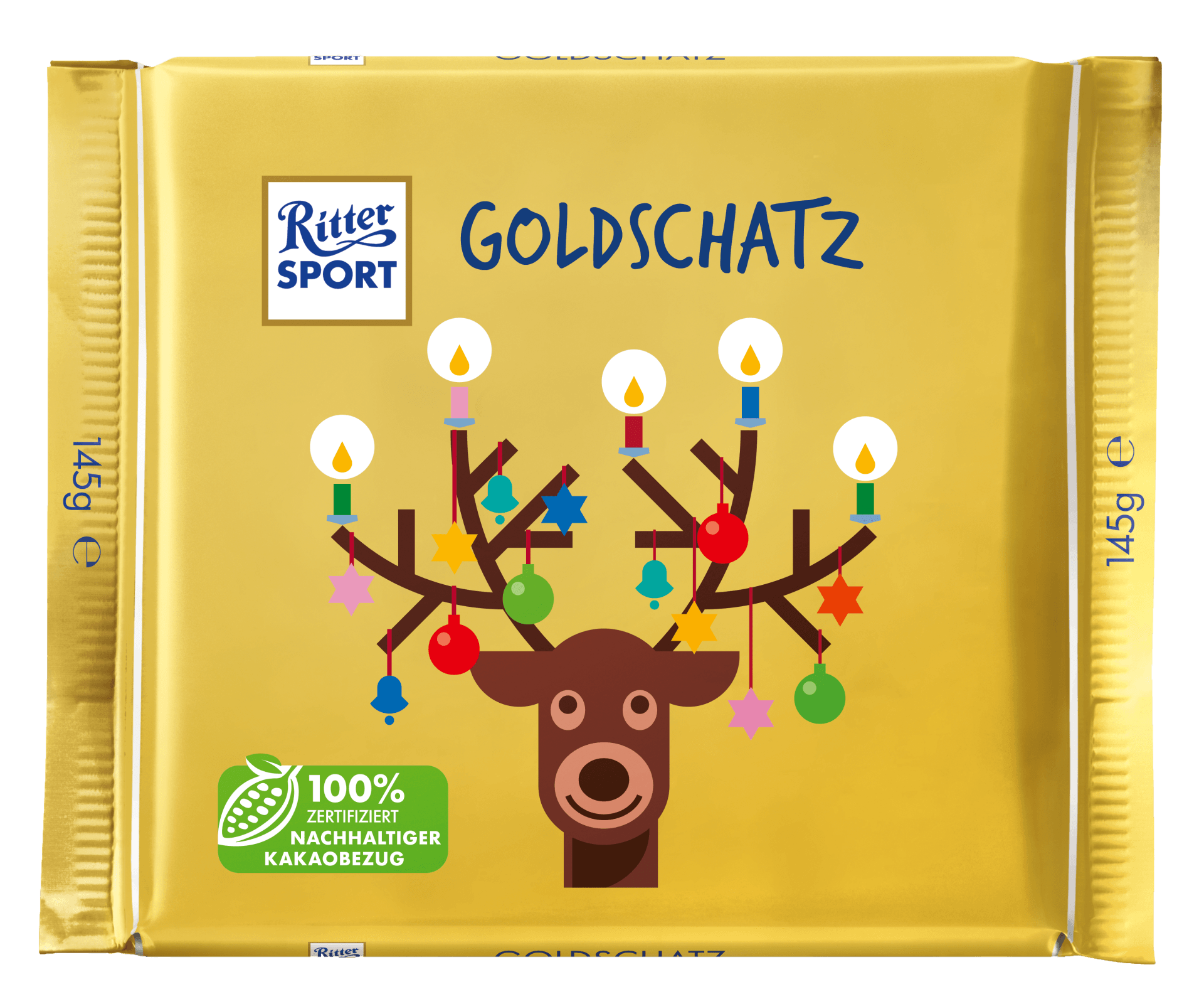 Gold Ritter Sport chocolate bar,