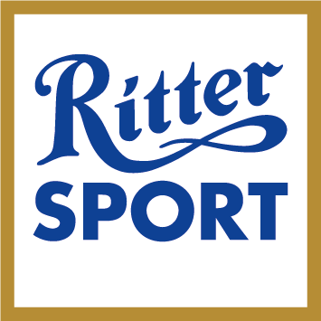 Ein blau-weißes Logo für Ritter Sport