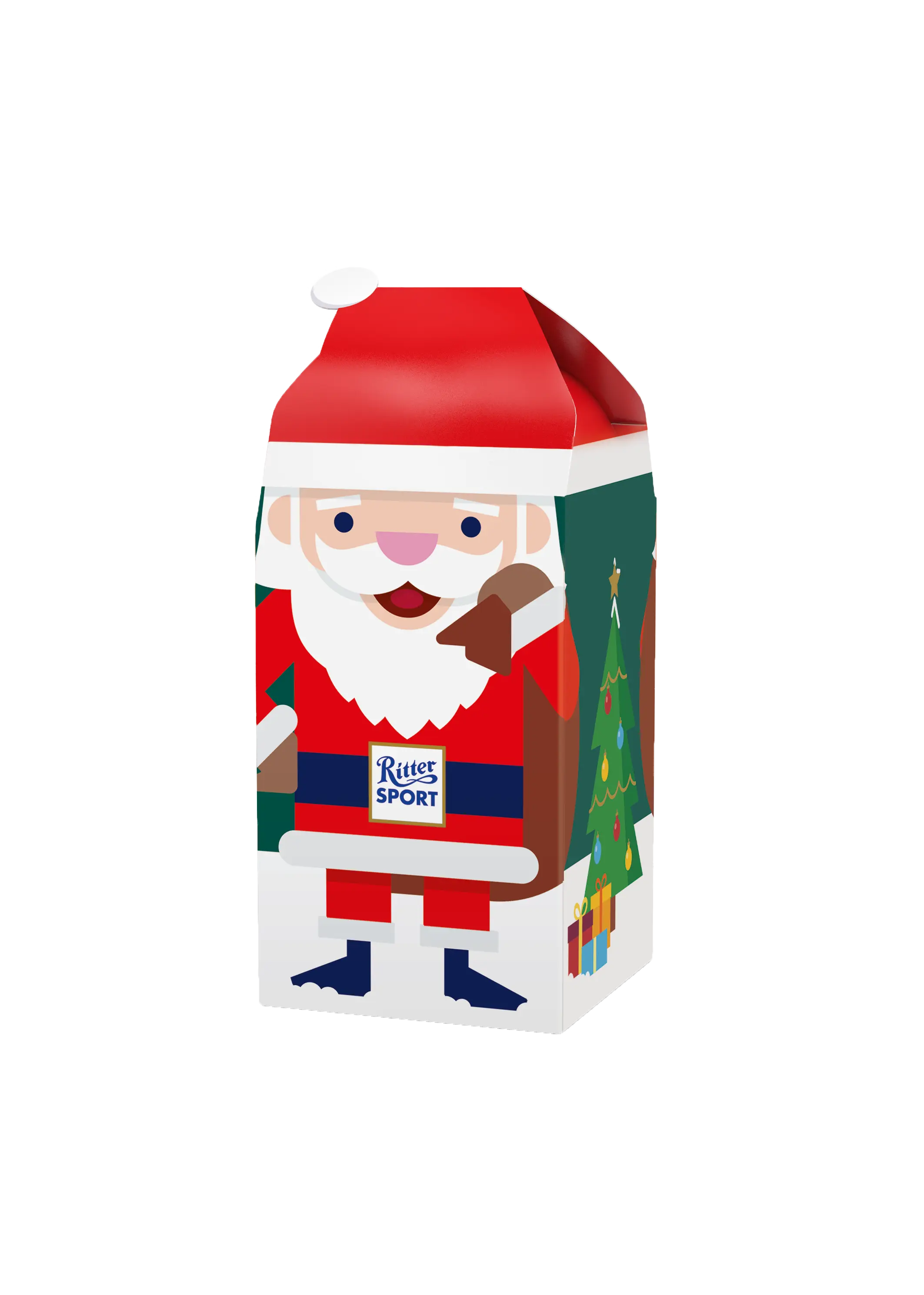 A Christmas-themed Kinder Surprise box shaped like Santa Claus.