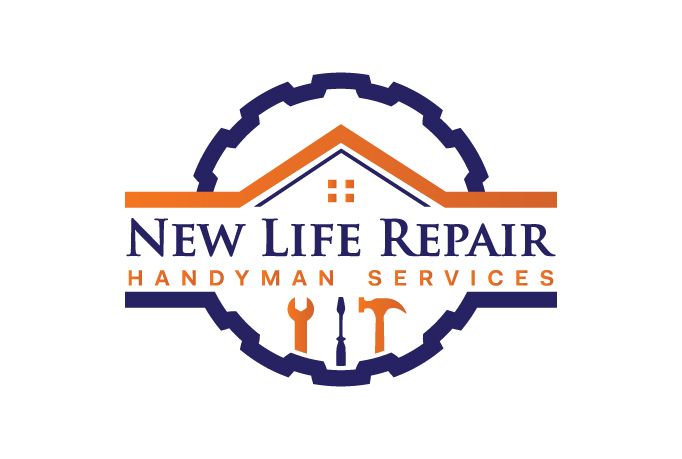 New Life Repair LLC Teal and White Logo With House and Tools