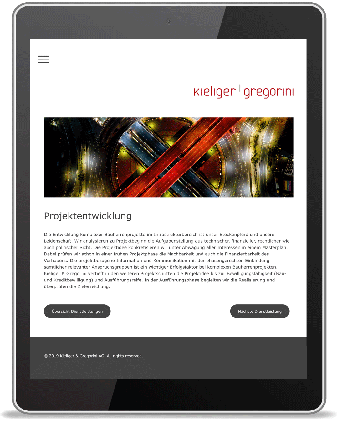 iPad Website Kieliger & Gregorini AG iPad Website Kieliger & Gregorini AG