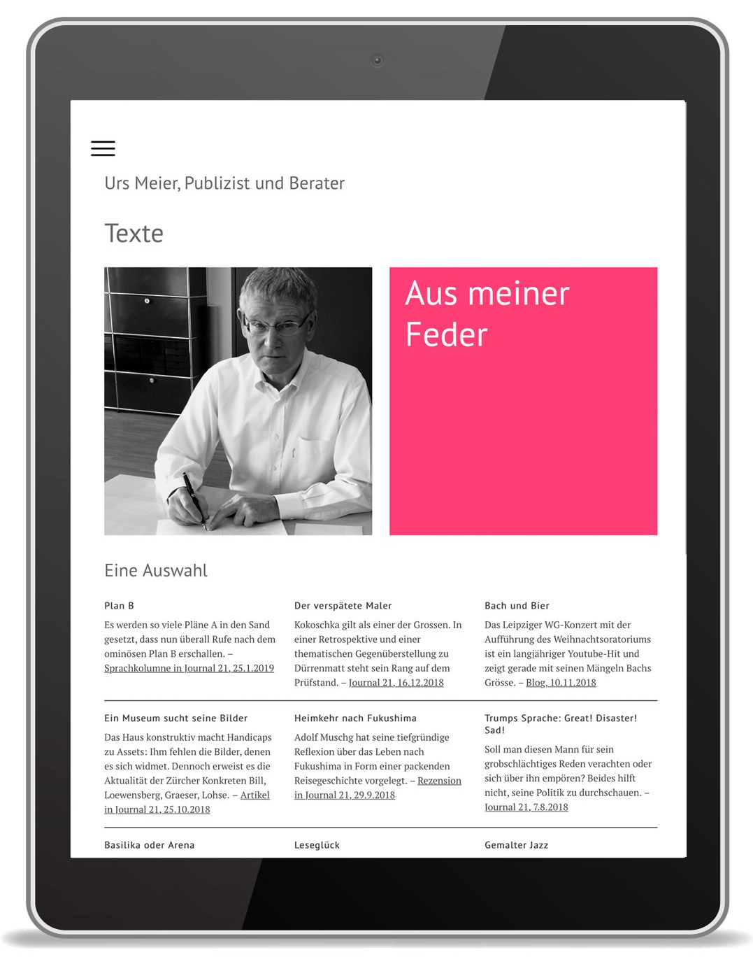 iPad Website Urs Meier iPad Website Urs Meier