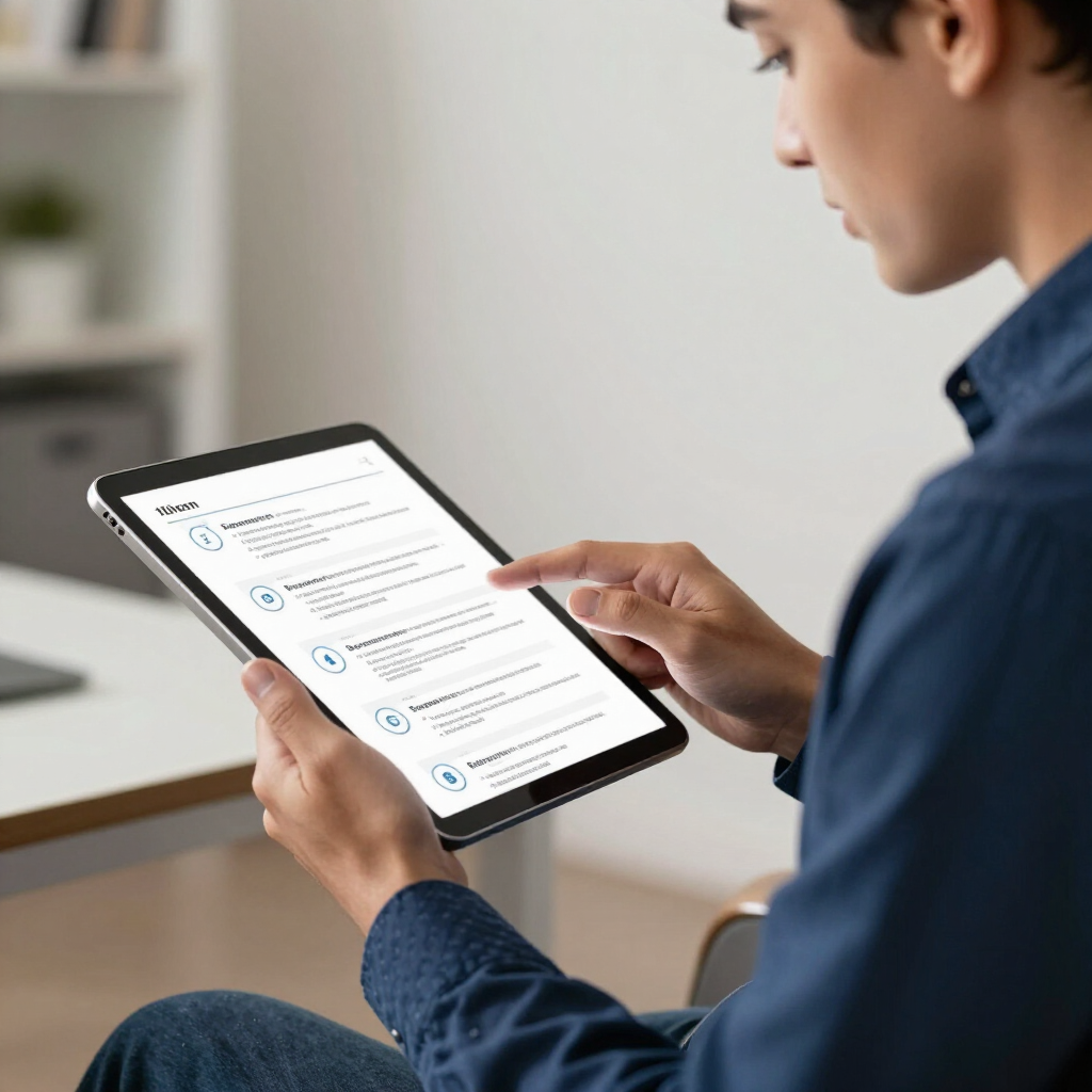 Signer reviewing online identity-verification steps on a tablet