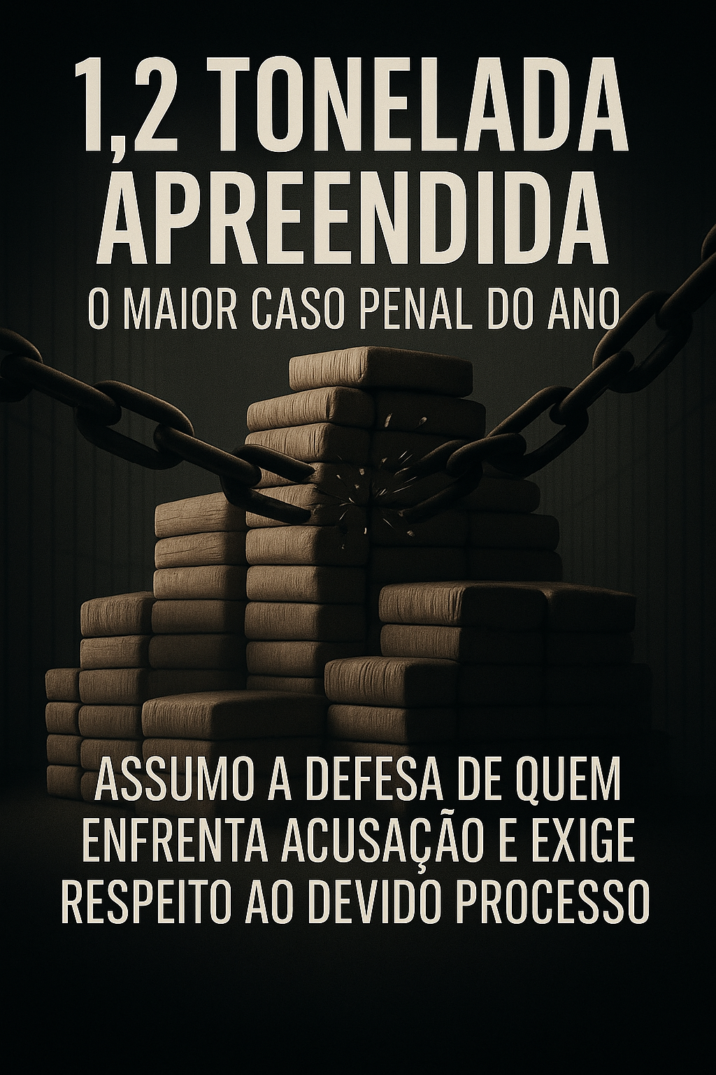 Pilha de blocos com correntes, texto:
