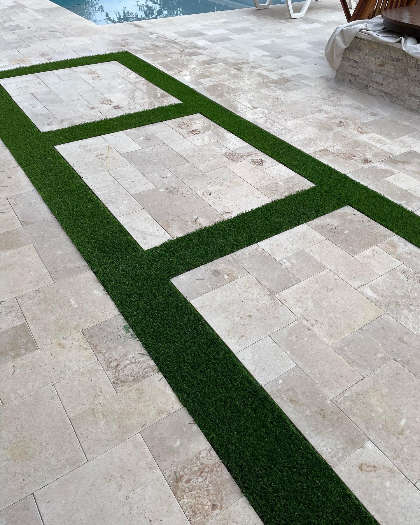 Walkway With Artificial Grass