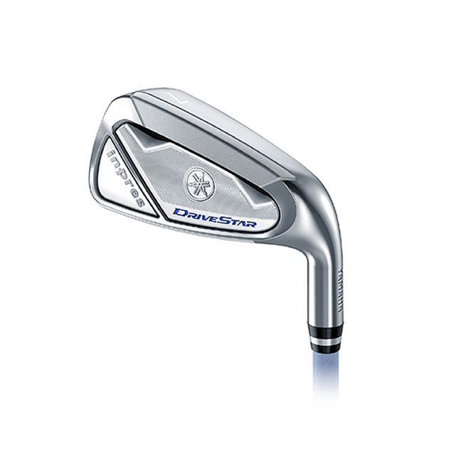 A close up of a golf club on a white background.