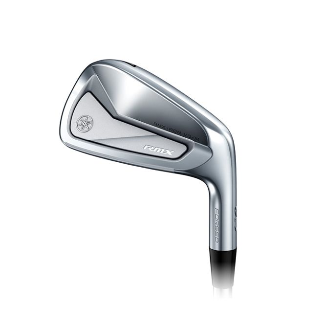 A close up of a golf club on a white background.