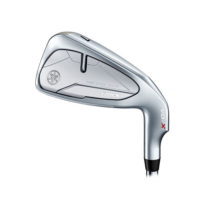 A close up of a golf club on a white background