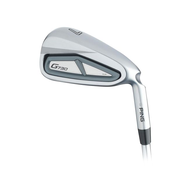 A close up of a ping iron on a white background