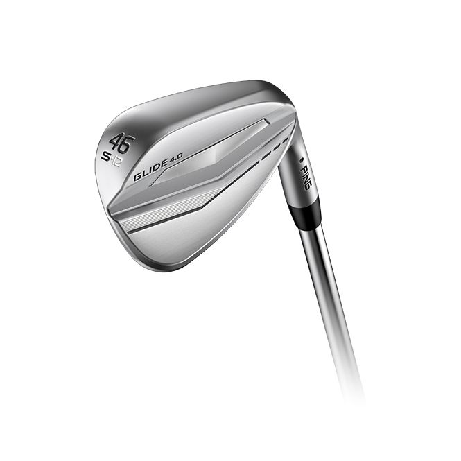 A close up of a golf club on a white background.