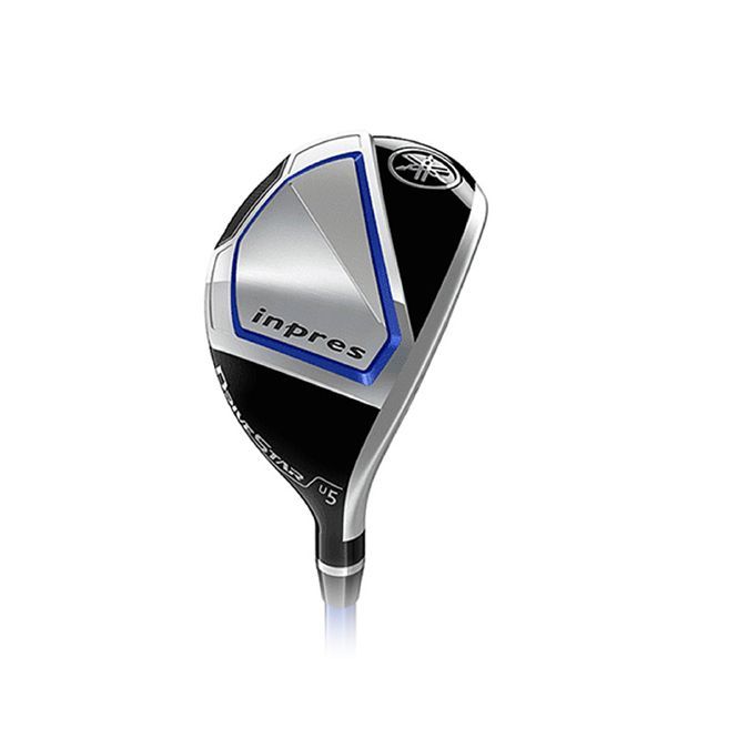 A close up of a golf club on a white background.