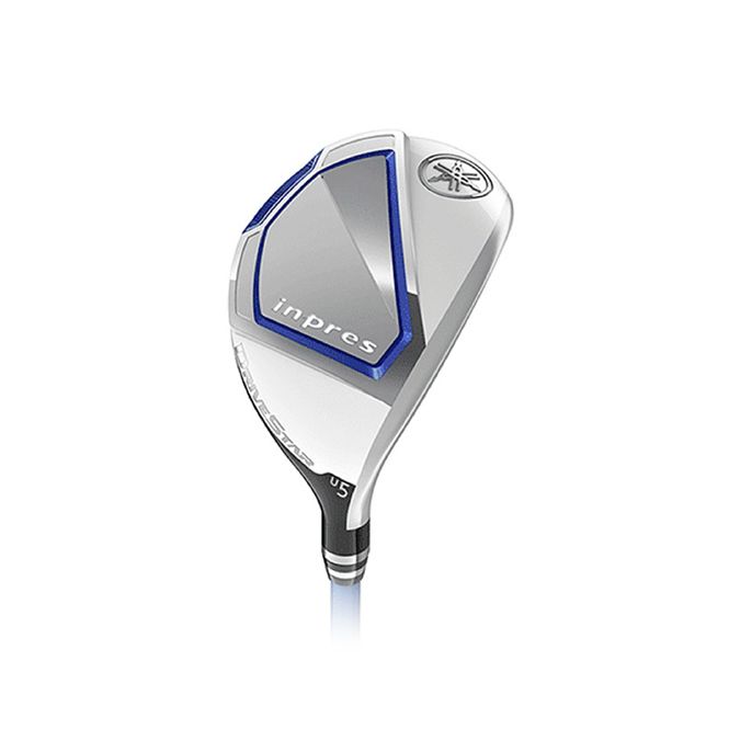 A close up of a golf club on a white background.