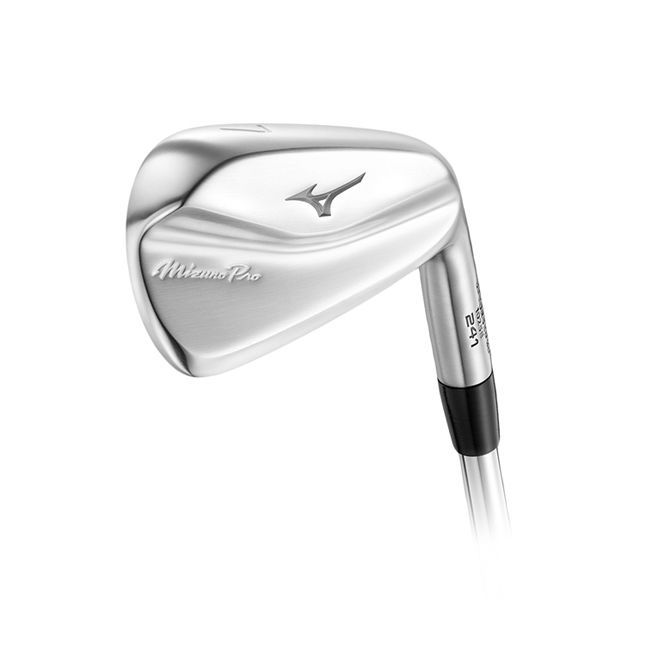 A close up of a golf club on a white background.