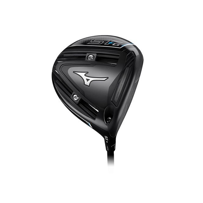 A close up of a golf club on a white background.