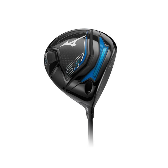 A black and blue golf club on a white background.