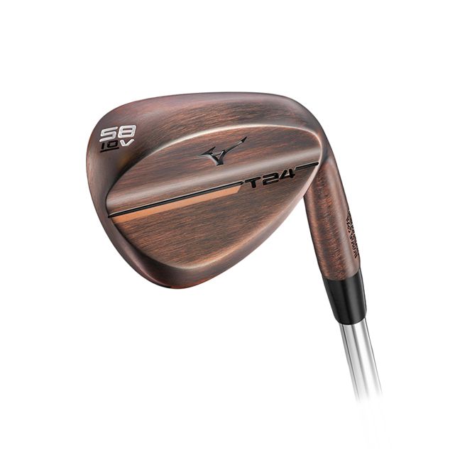 A close up of a golf club on a white background.