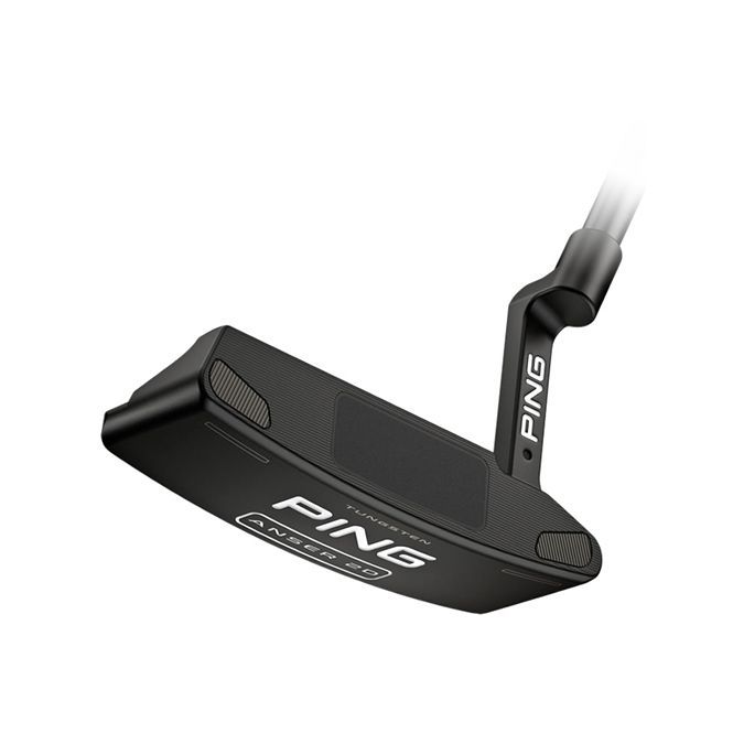A black ping putter is shown on a white background.