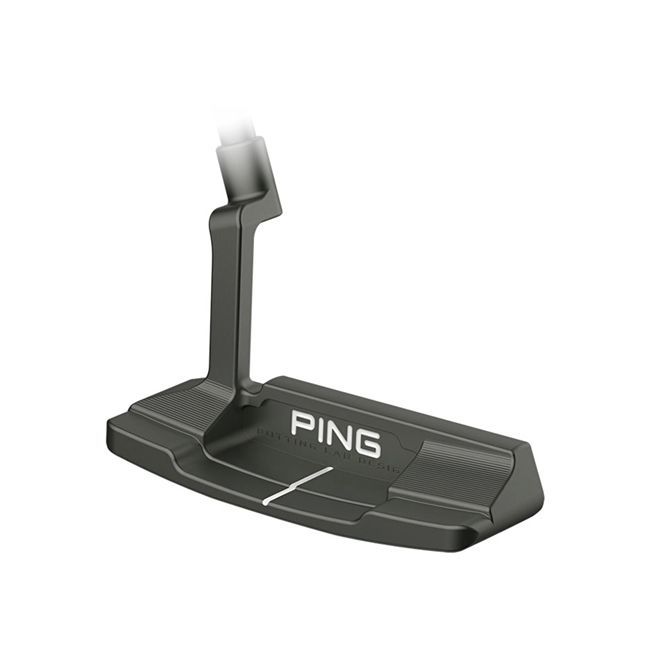 A black ping putter on a white background
