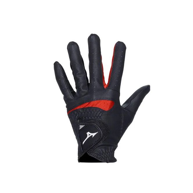 A pair of black and red mizuno golf gloves