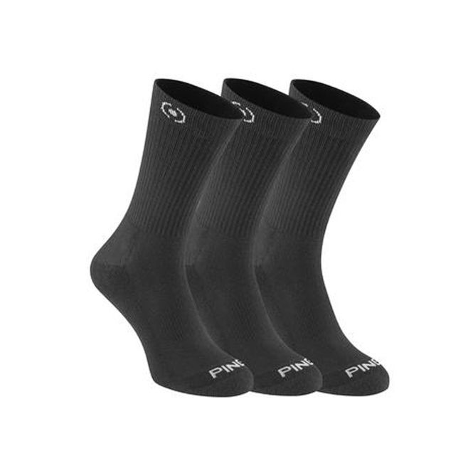Three black socks with the word pink on them