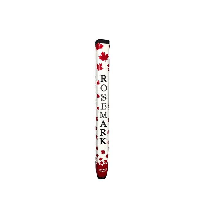 A white golf club with red leaves and the word rosemark on it.