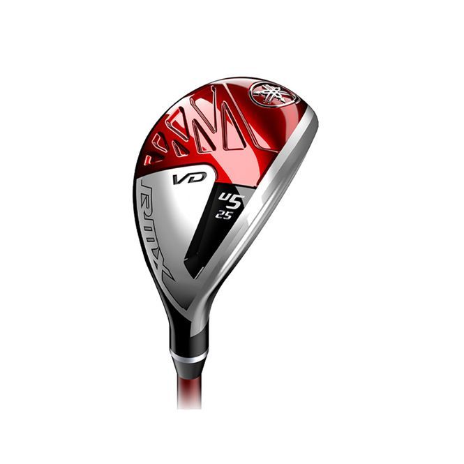 A red and white golf club on a white background