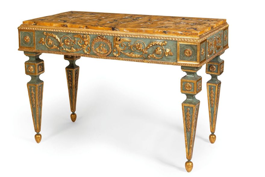 consolle in legno intagliato laccato d'epoca