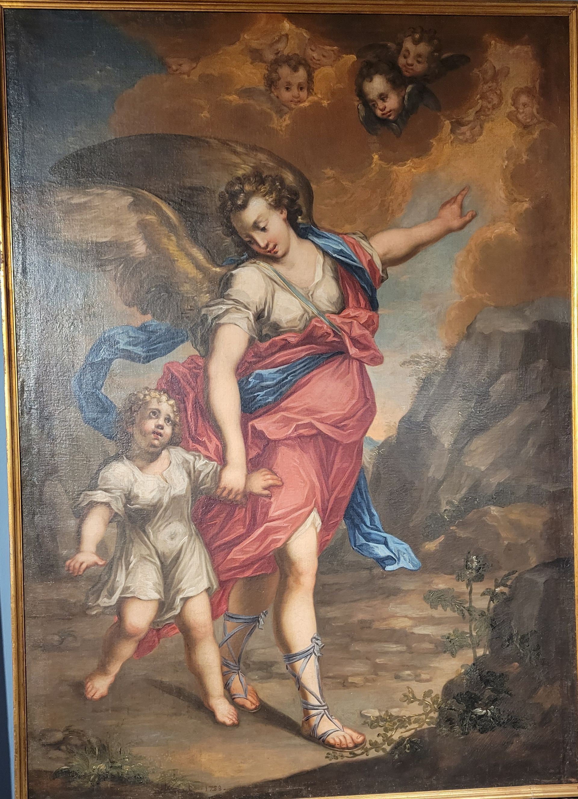 Tobia e l'angelo Gabriele quadro d'epoca