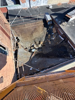 Day One of partial emergency demolition project by Empire Services.