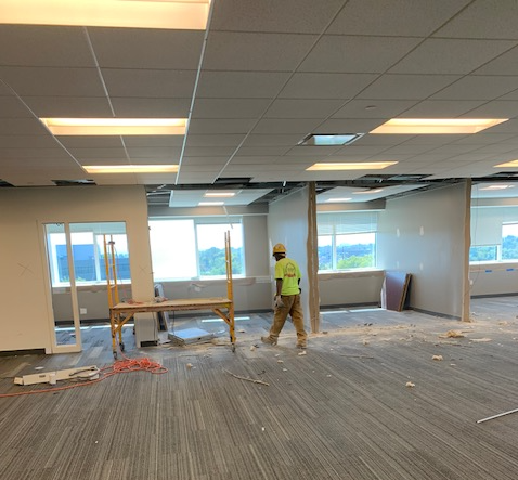 interior demolition clearing out office building complex