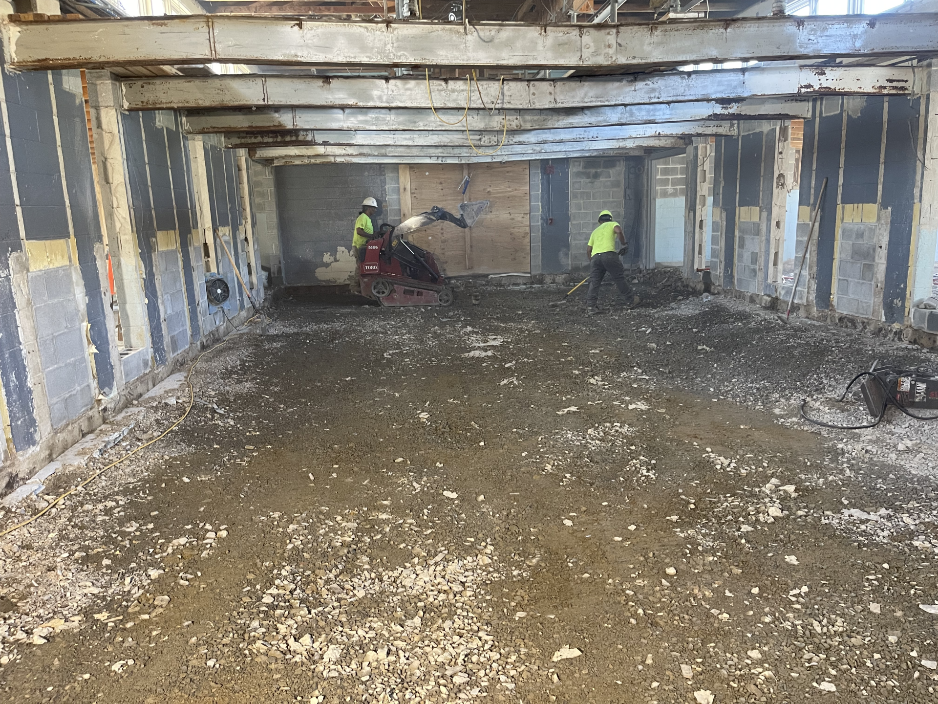 Floor removal at an animal shelter.