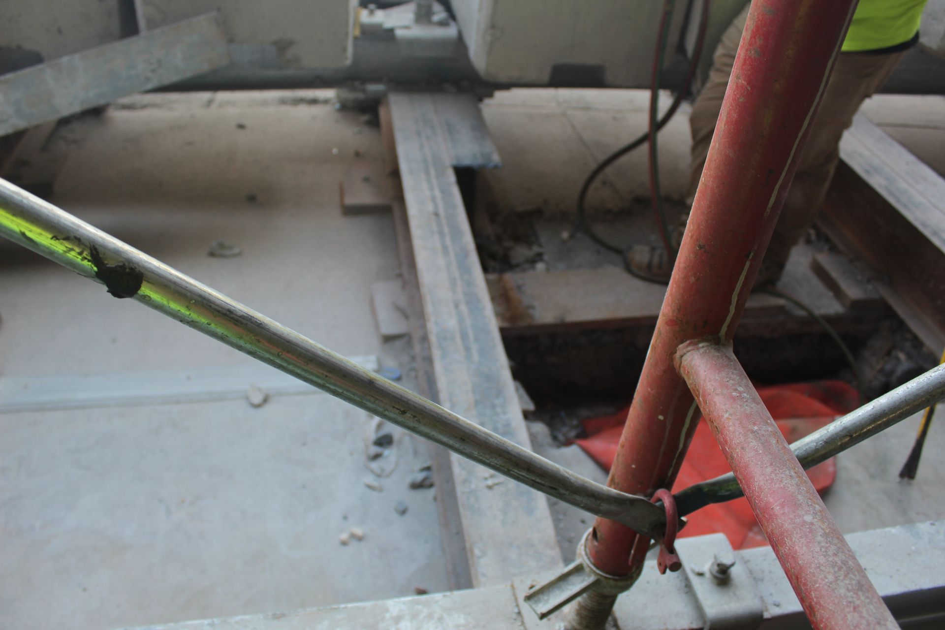 The after shot of the torch cut steel beam.