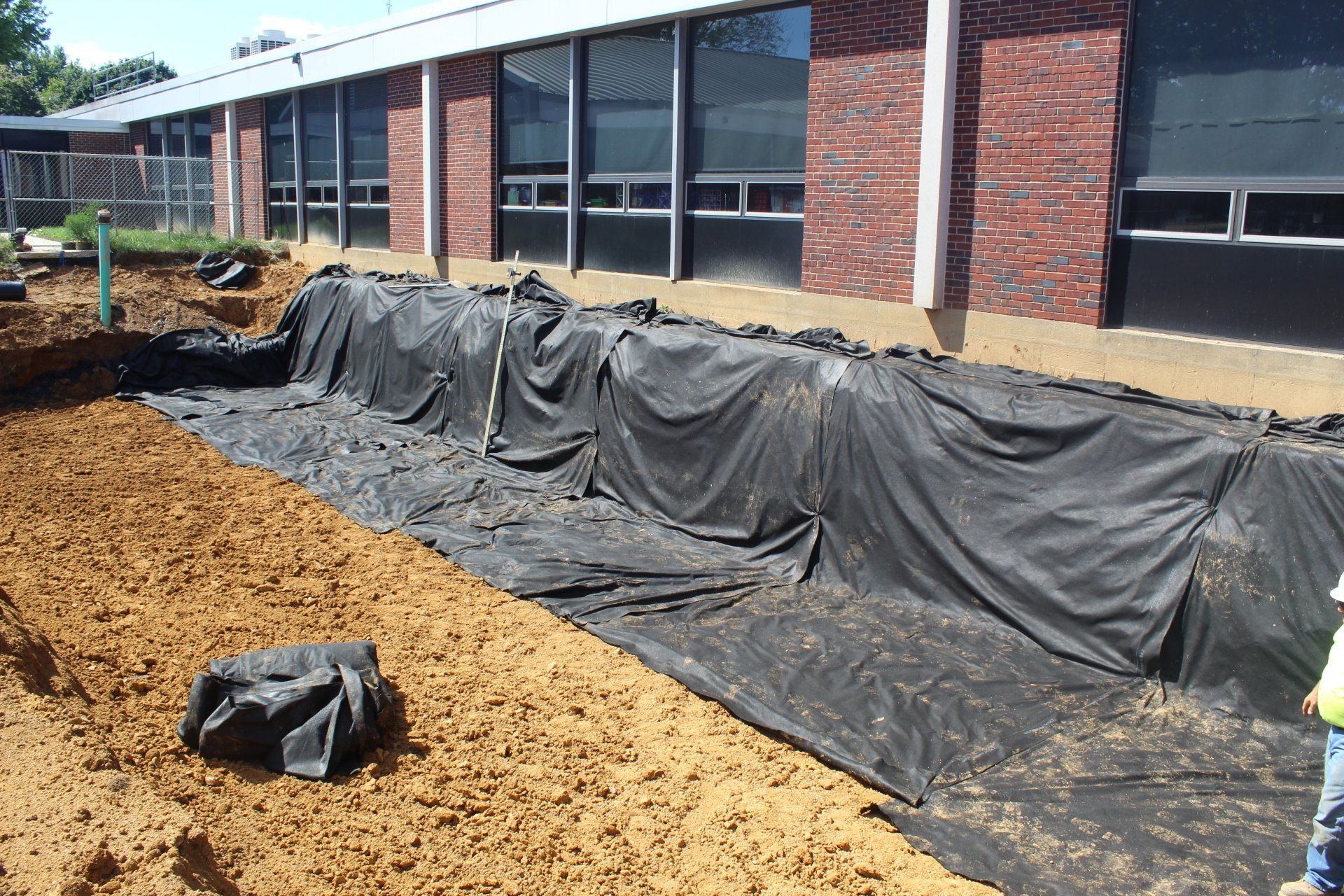 Installing an underground detention basin at an elementary school. 