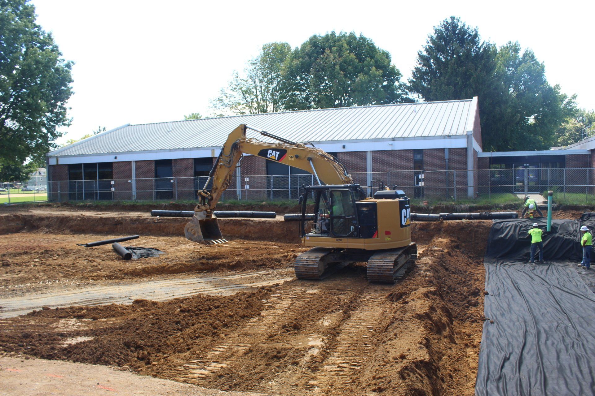 Excavation at underground detention basin installation.