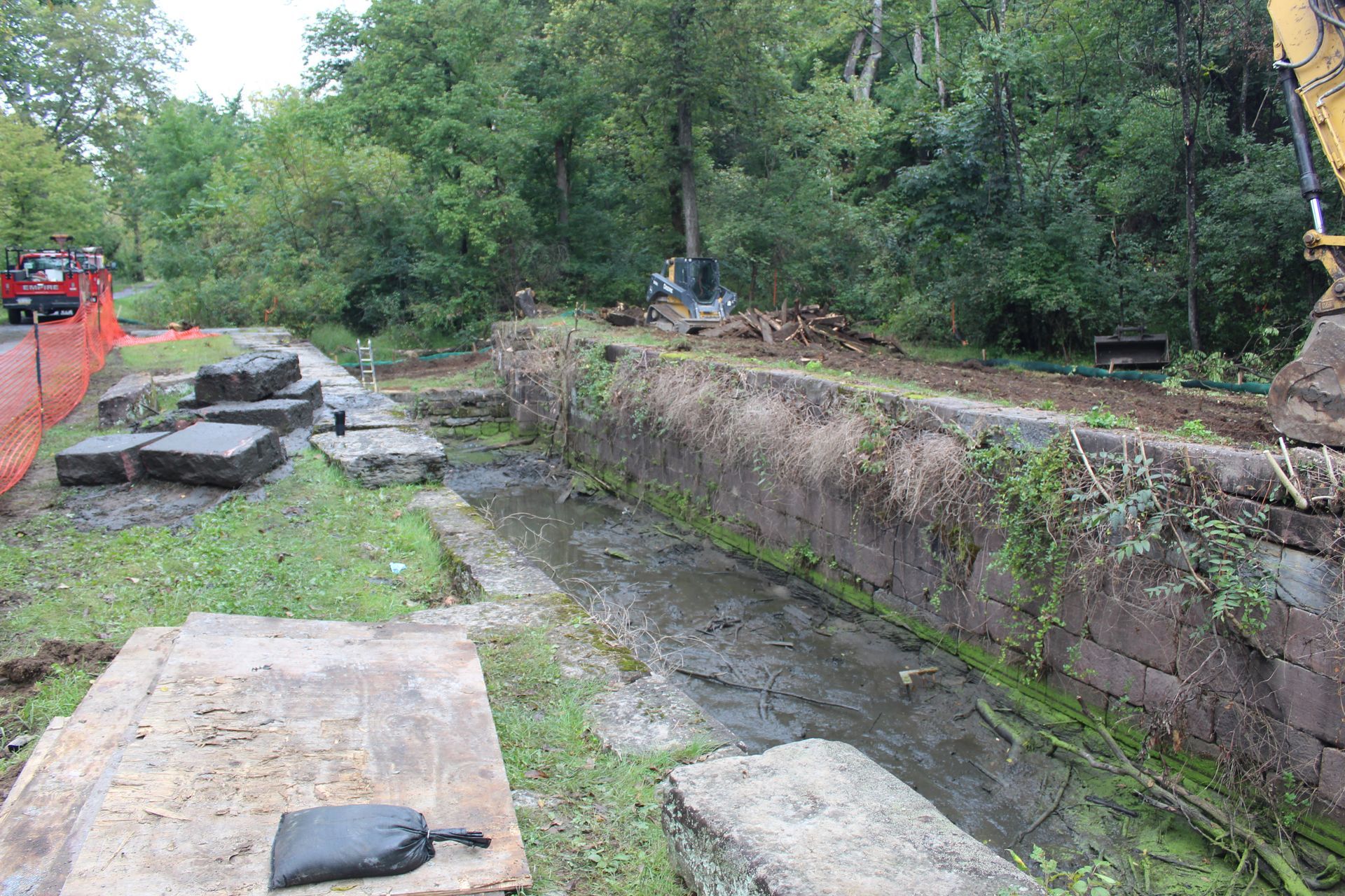 Working on the lock in the old Union Canal.