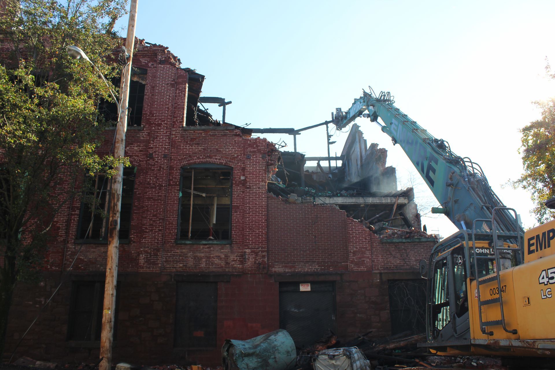 Making progress on the fire-damaged factory.