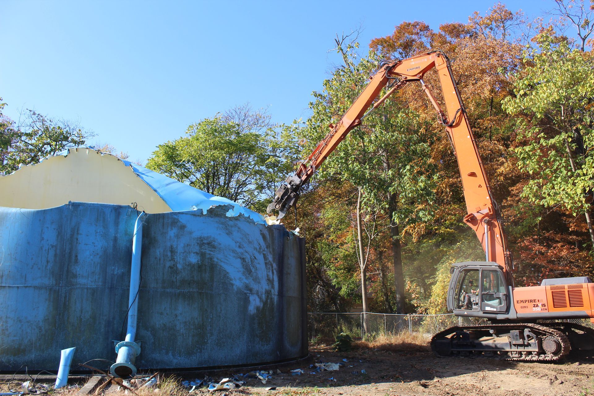 tearing down a water tank 