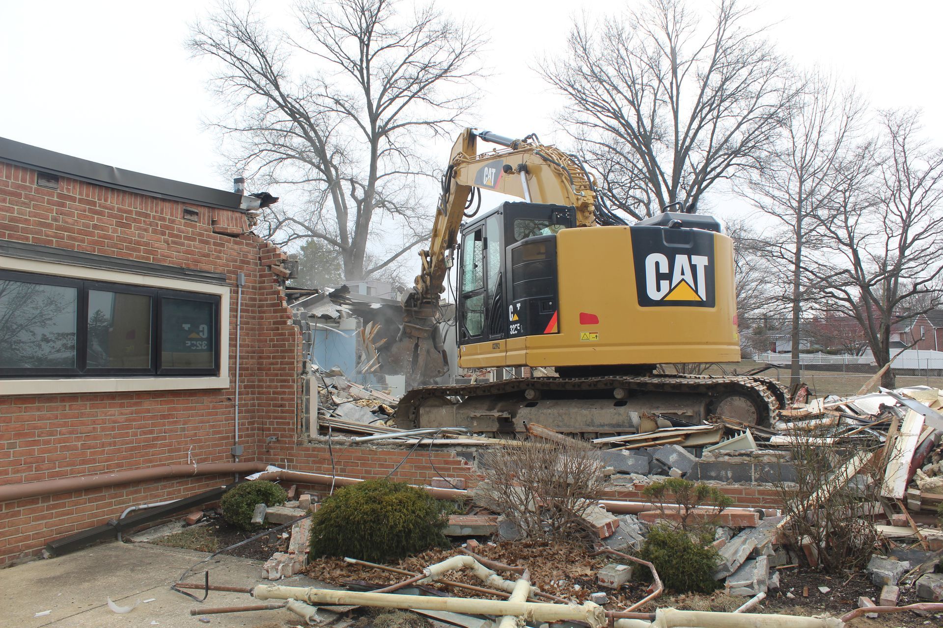 Demolition of a municipal building in Springfield, PA.