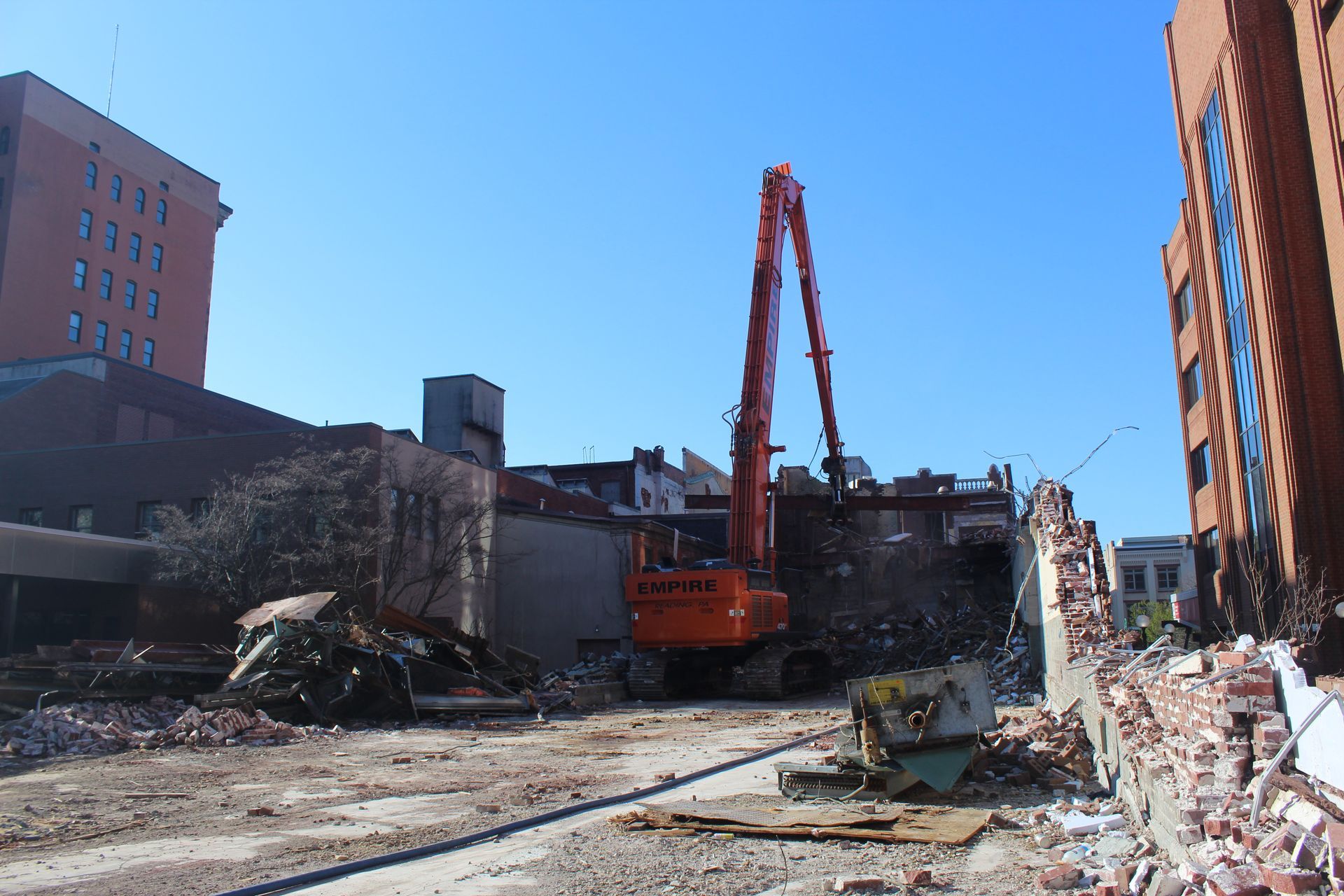 Almost done demolishing the rear section of the building on Penn Street.