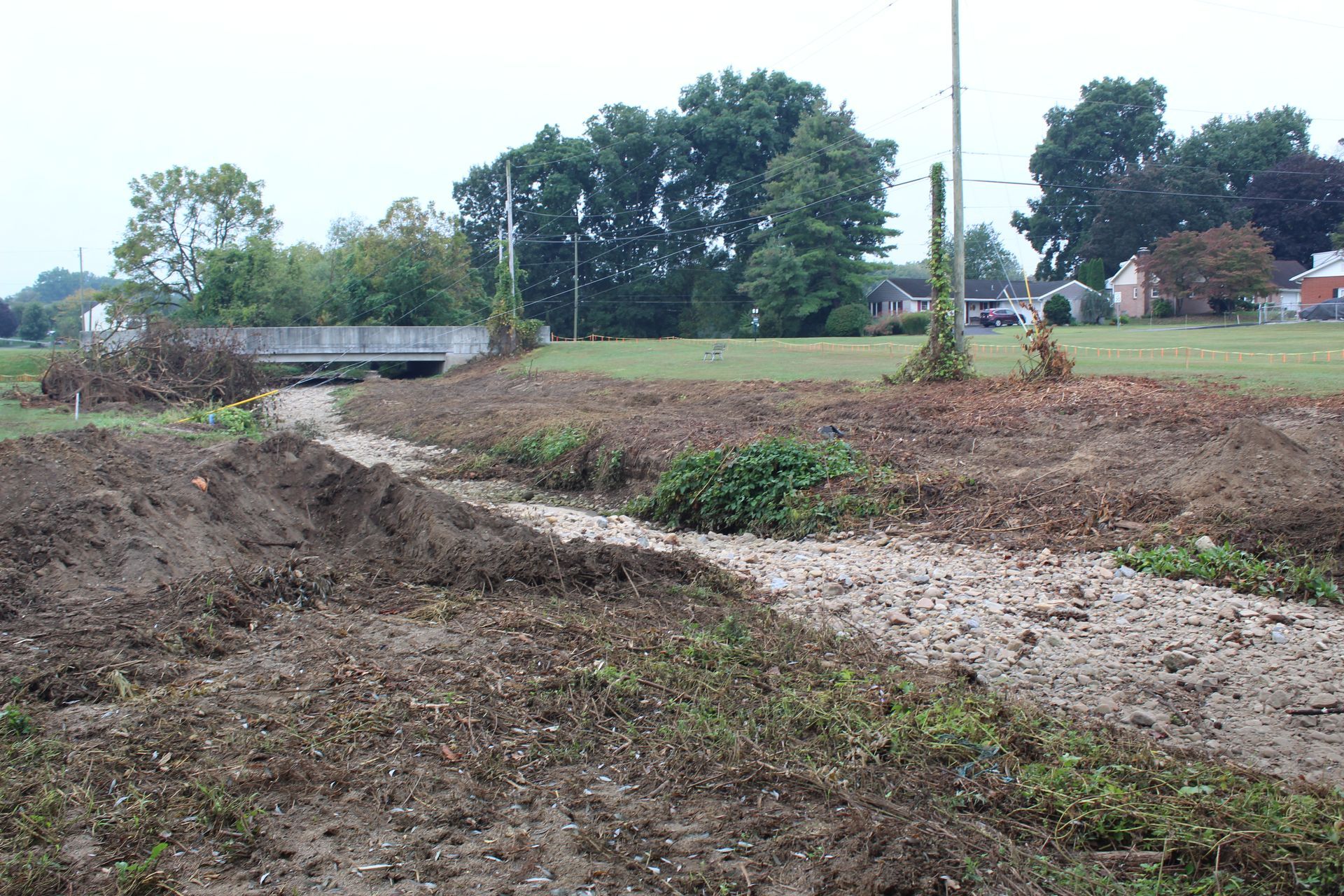 The before shot of a stream bed restoration. 