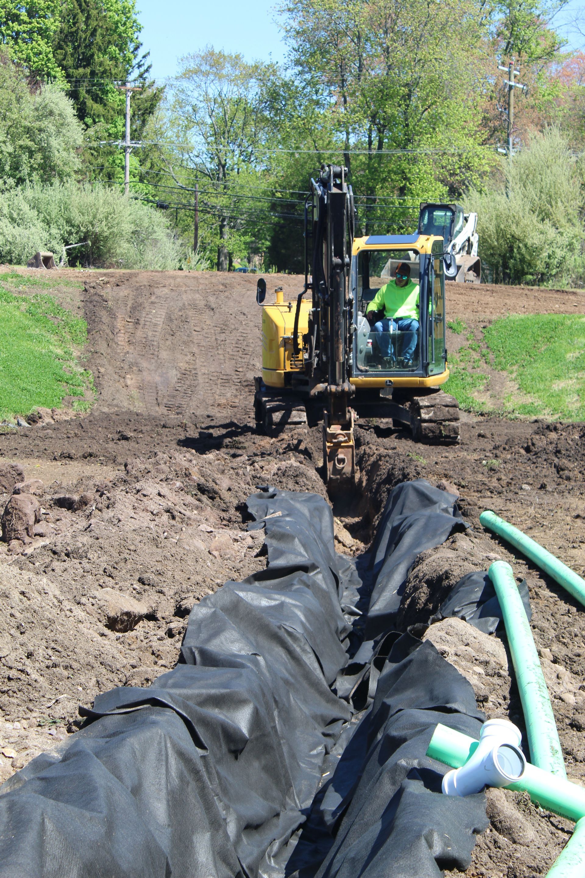 Almost done excavating the soil for the piping.