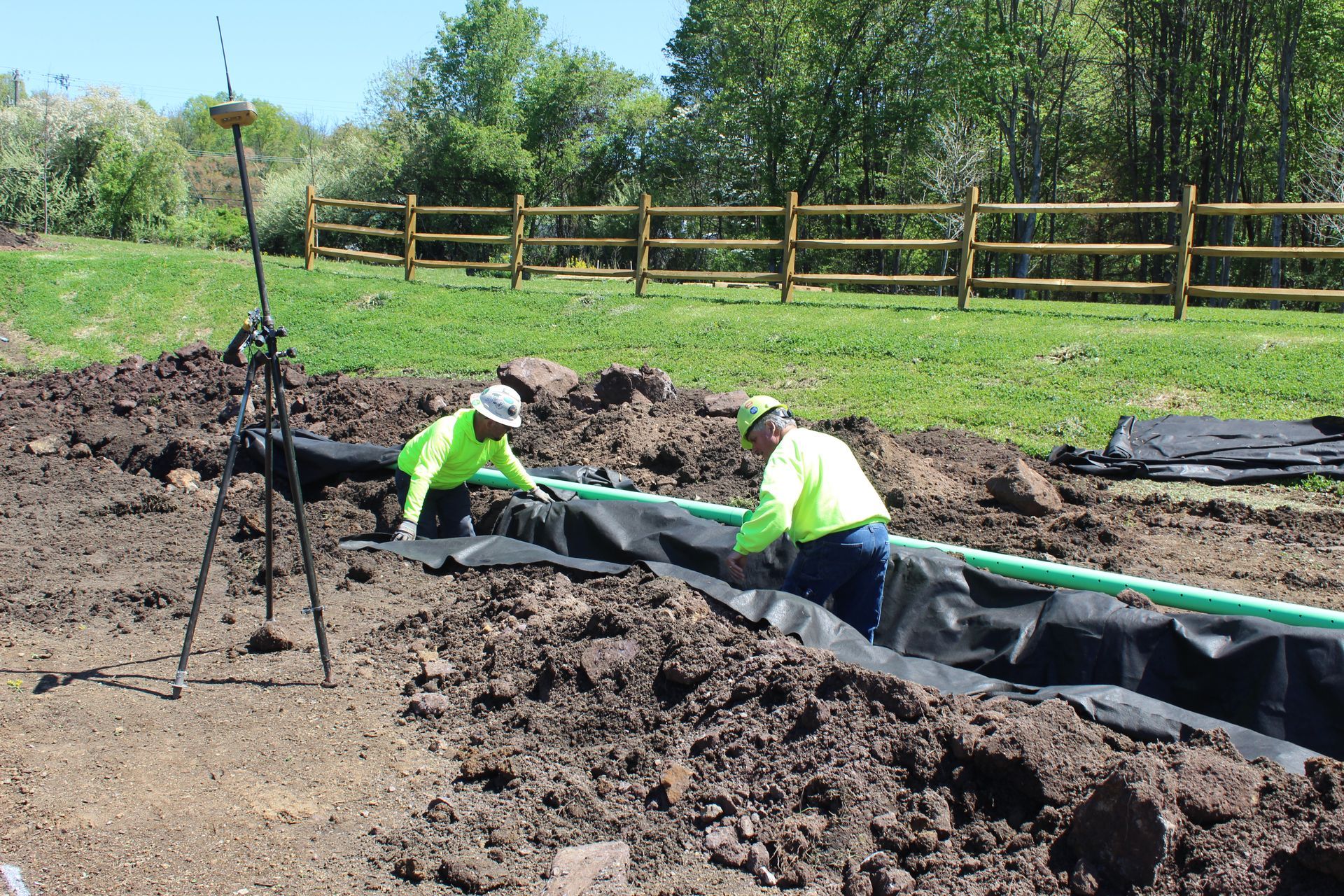 Empire Services crew is connecting the piping. 