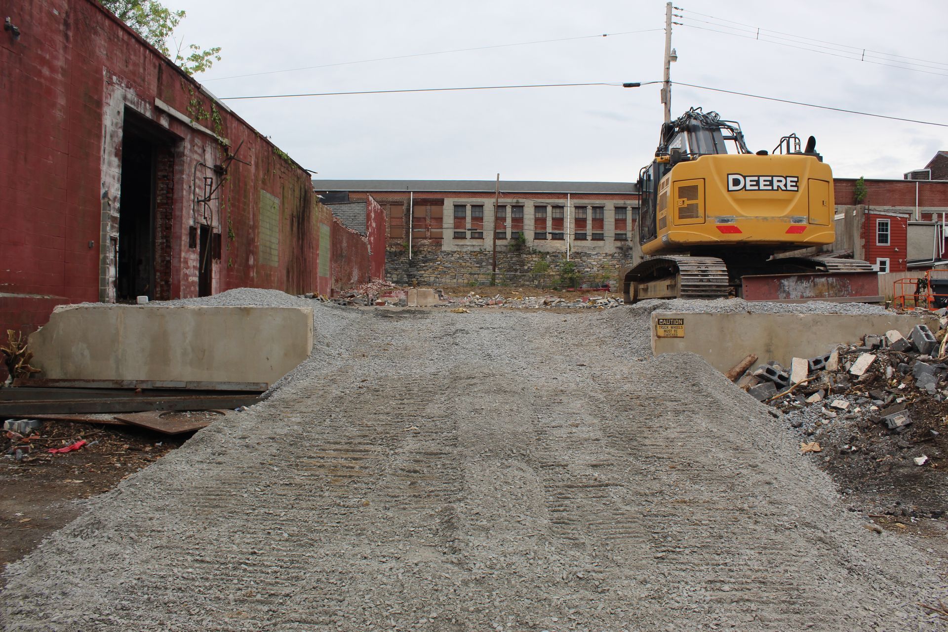 The ramp the Empire Services crew created to give DVC trucks access to the job site.