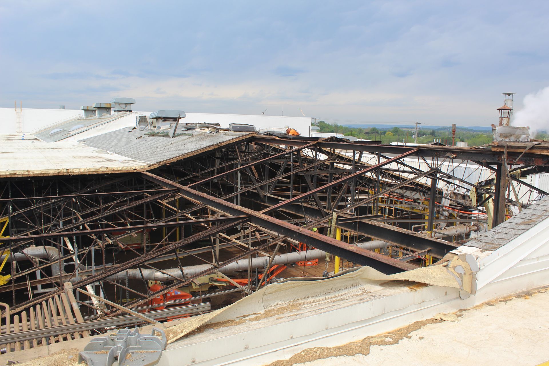 Great progress was made in the roof removal.