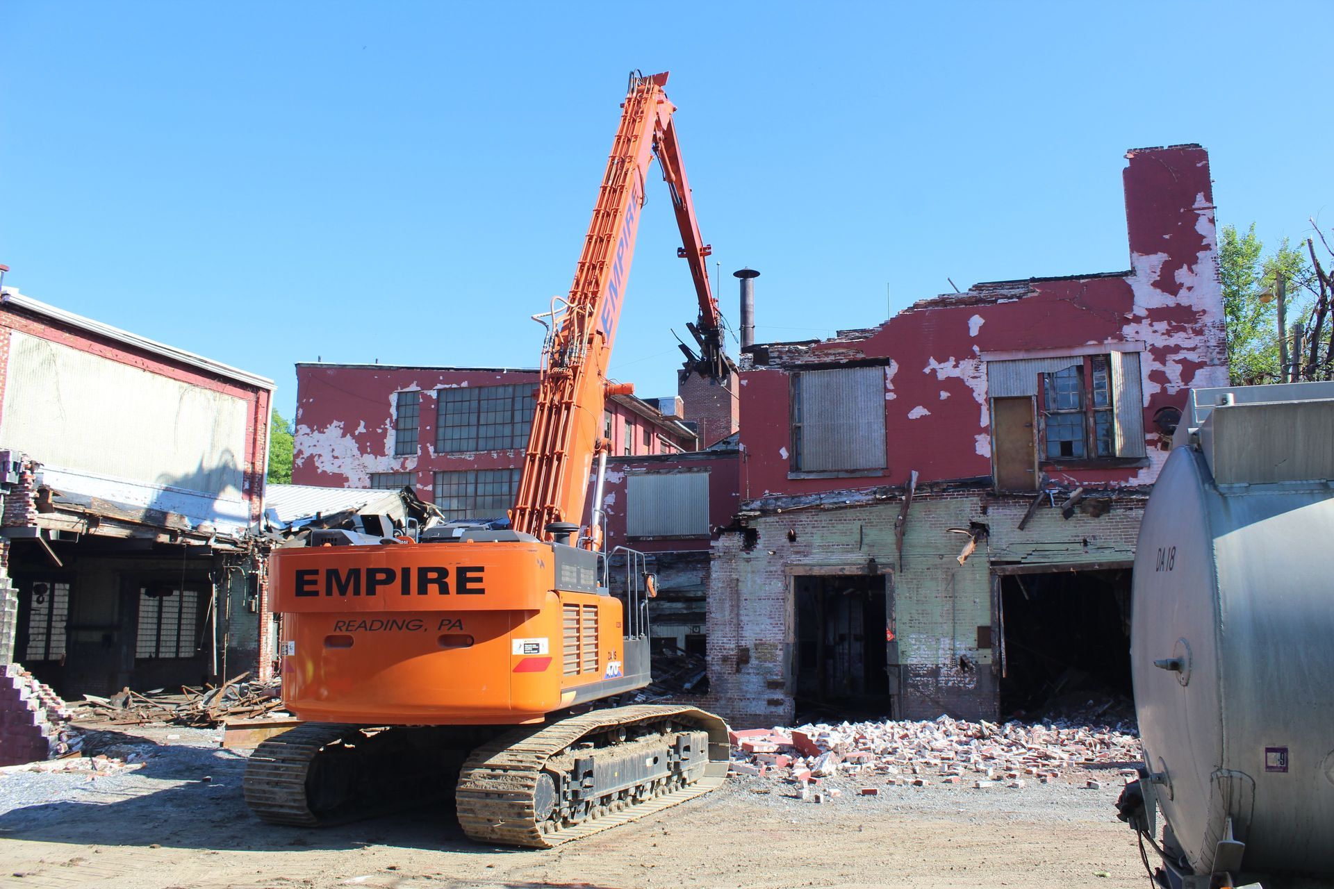 The Empire Services team makes progress with the demolition of the five structures.