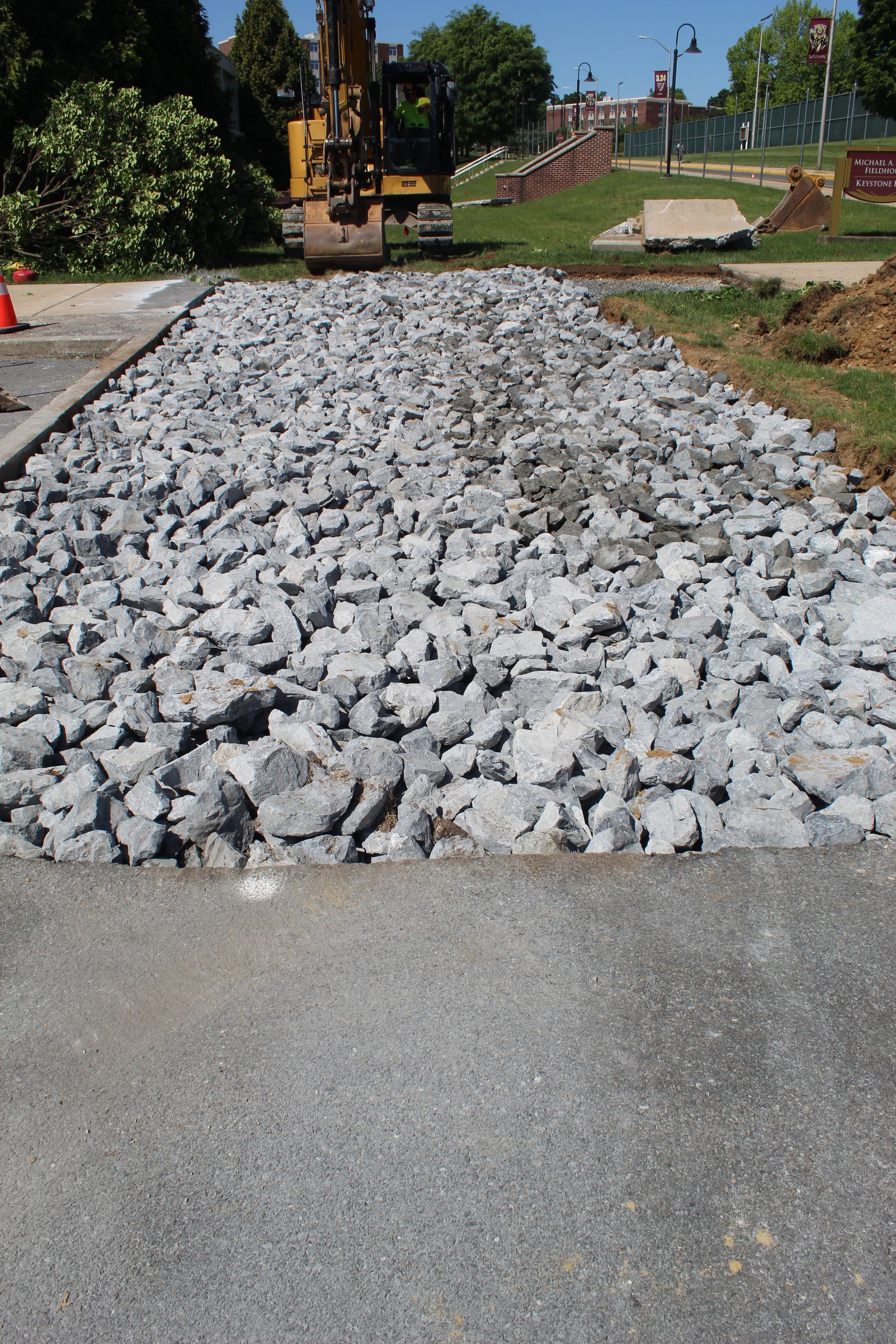 The stone is delivered by affiliate Delaware Valley Contractors for the new construction entrance. 