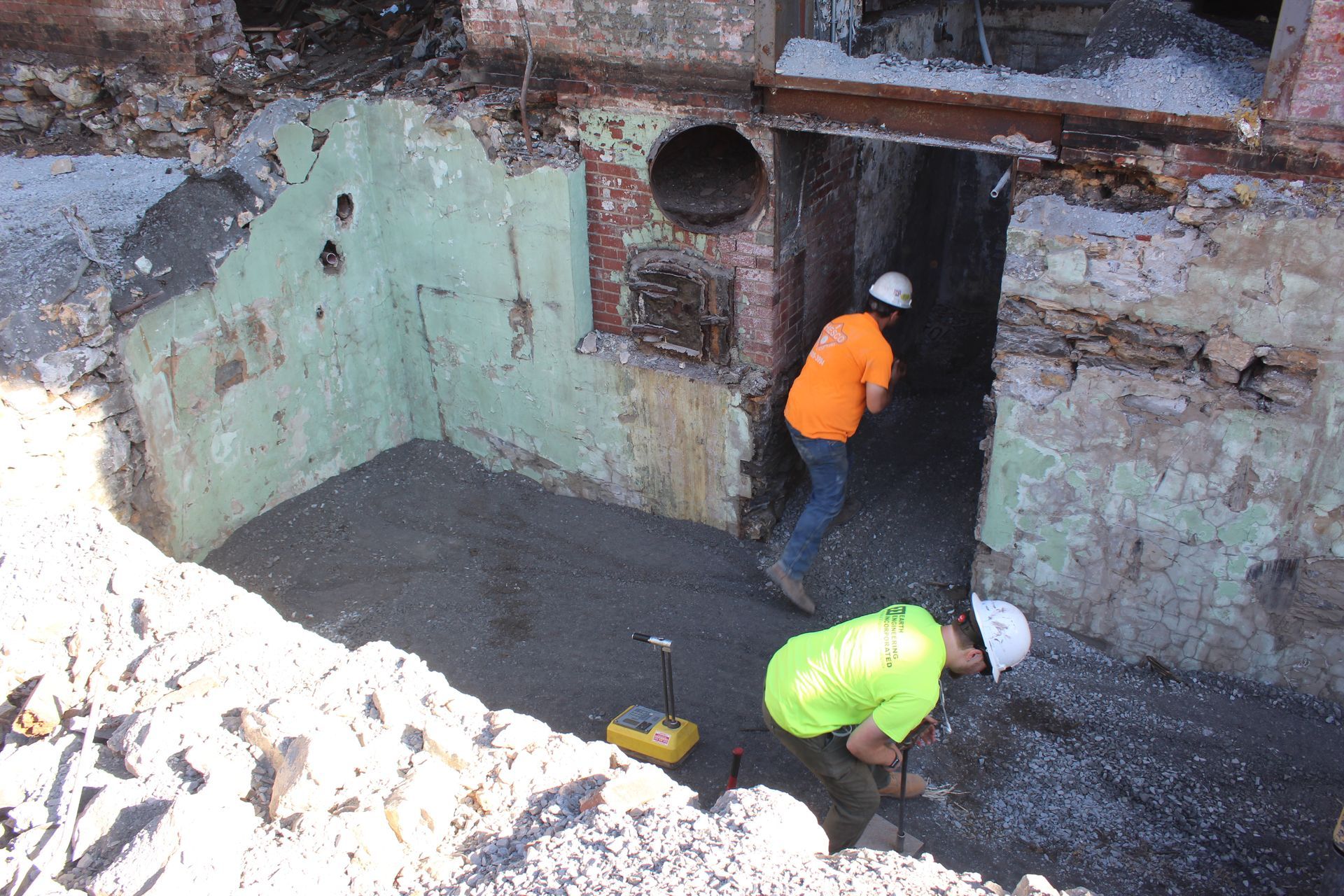 Some of the structures have been demolished. Now compaction work starts.