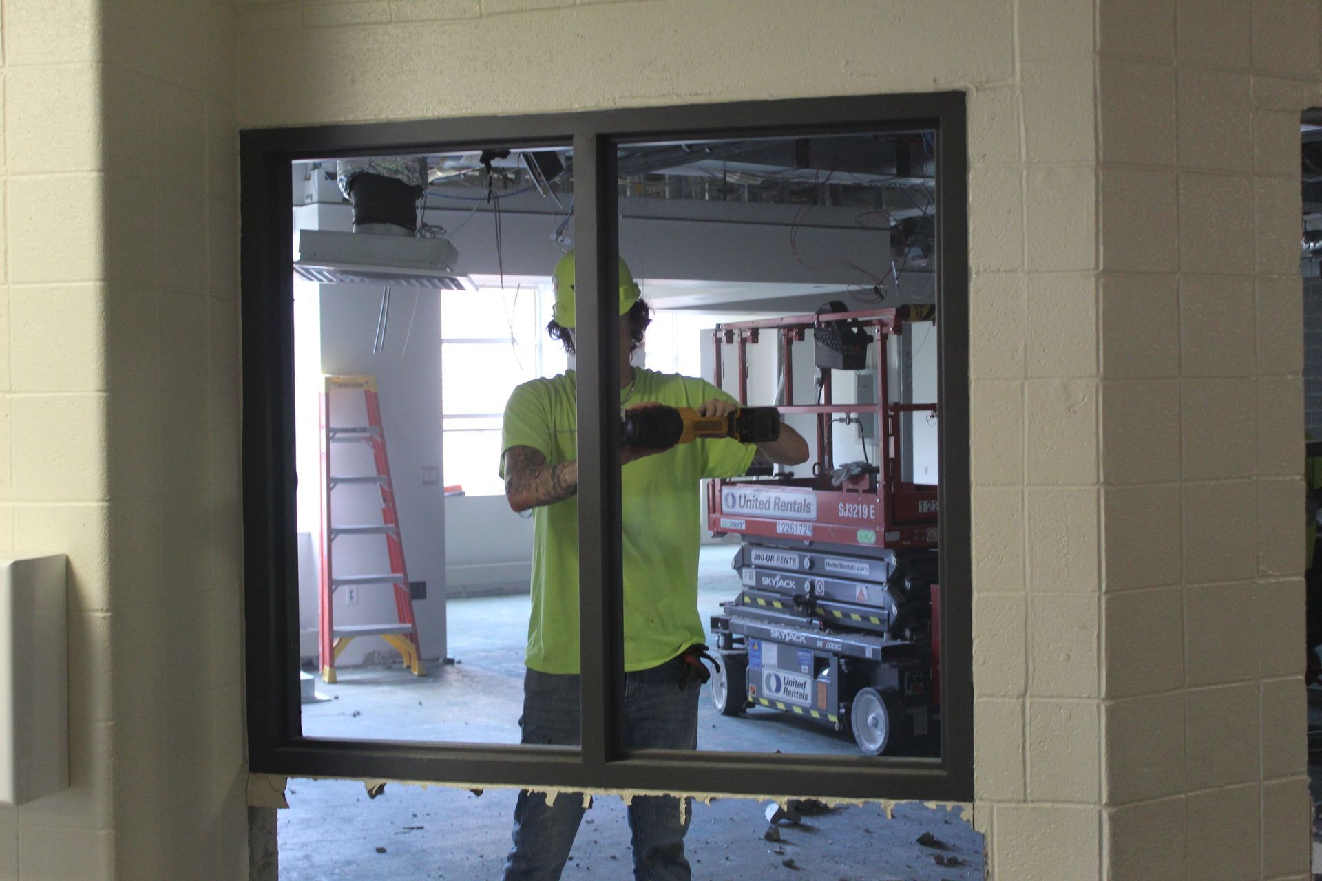The Empire Services team removes interior components at a local junior high school. 